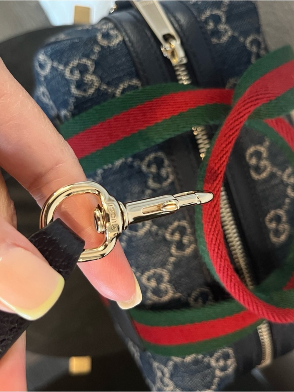 NEW ❤️Gucci💚 Mini GG Handbag in Blue & White GG Denim - Picture 5 of 15